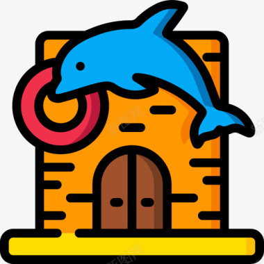 海豚水上公园40线性颜色图标