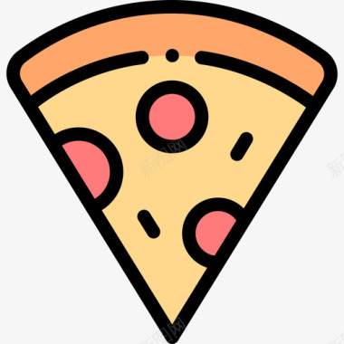 披萨片送餐78线性颜色图标