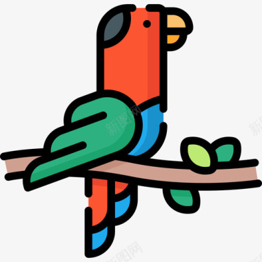 鹦鹉动物和自然公园4线性颜色图标