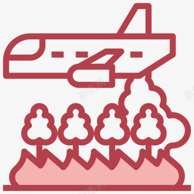 飞机救援和响应5红色图标