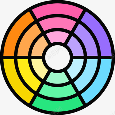 色轮艺术与设计17线性颜色图标