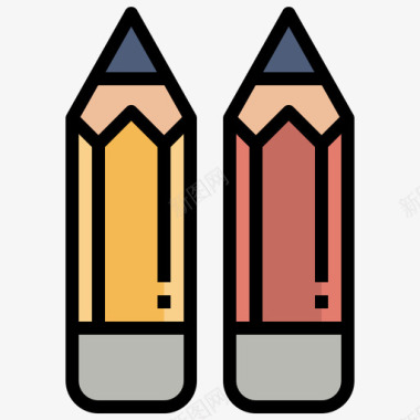 铅笔基本的和通用的线颜色图标