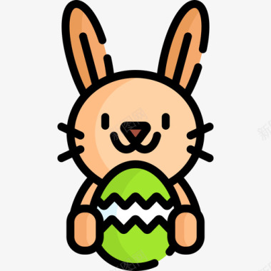 复活节兔子复活节18日线形颜色图标