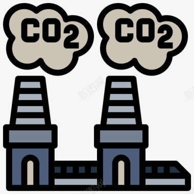 二氧化碳气候变化34线性颜色图标