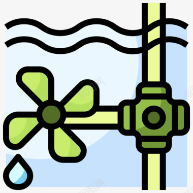 水能可持续能源48线性颜色图标