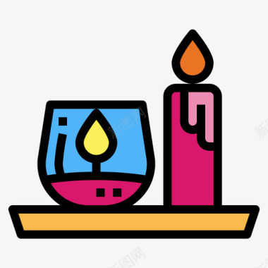 蜡烛爱情和情人节6线性颜色图标