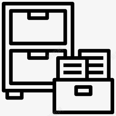 文件柜文件和文件夹25线性图标