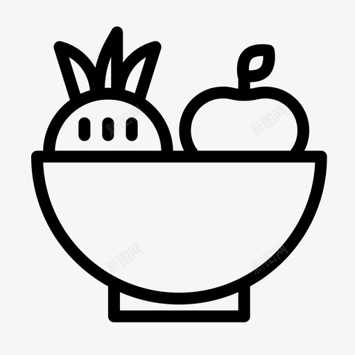 水果碗苹果食品svg_新图网 https://ixintu.com 水果 苹果 食品 菠萝 食物 线图 图标