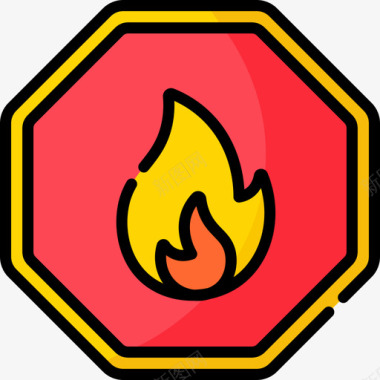 火灾警报和警告4线性颜色图标