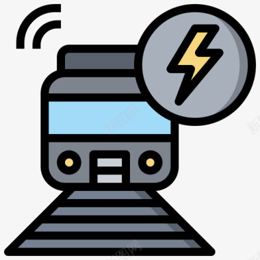 电动火车智能技术26线性颜色图标