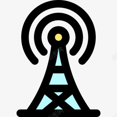 信号塔互联网技术26线性彩色图标