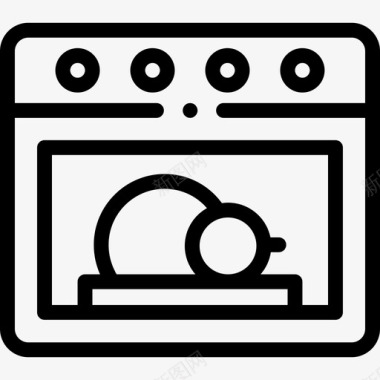 烤箱烹饪121线性图标