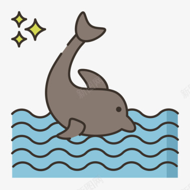 海豚热带56线形颜色图标