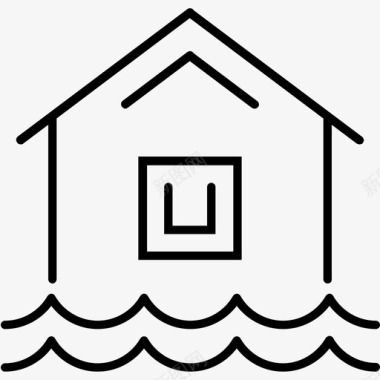 洪水灾害房屋图标