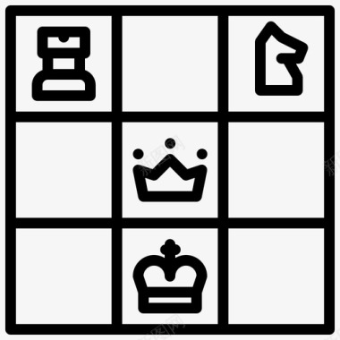 棋盘国际象棋12直线图标