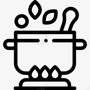 烹饪锅烹饪121线性图标