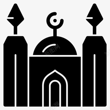 清真寺会众祈祷伊斯兰教图标