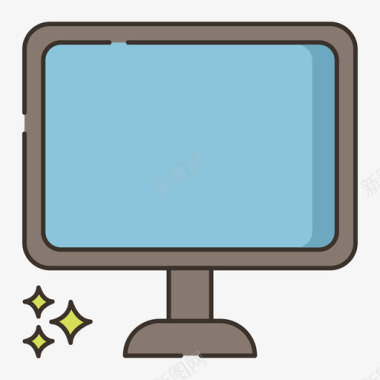 液晶显示器教育娱乐3线性彩色图标