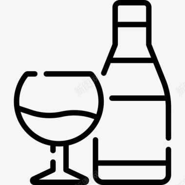 葡萄酒在家休闲活动9线性图标