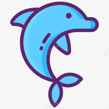 海豚热带54线形颜色图标