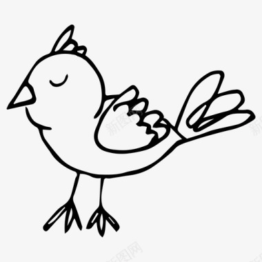 鸟动物素描图标