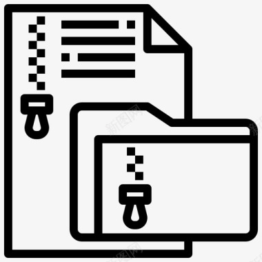 Zip文件夹网络技术18线性图标