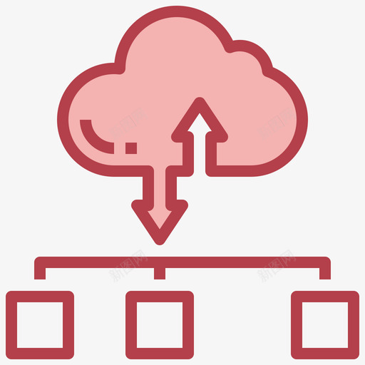 云存储网络技术17红色svg_新图网 https://ixintu.com 存储 网络技术 红色