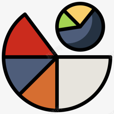 饼图图表和图表10线性颜色图标
