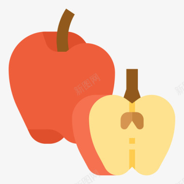 苹果水果30扁平图标