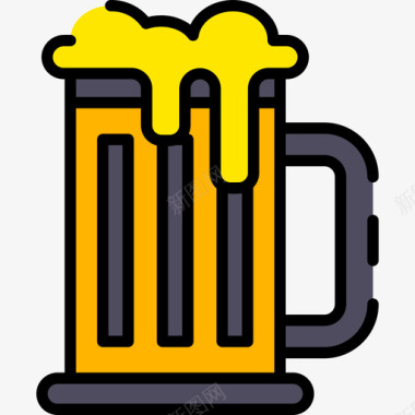 啤酒杯啤酒节54线性颜色图标