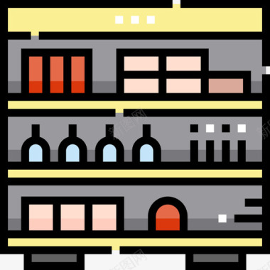 货架杂货店44线性颜色图标