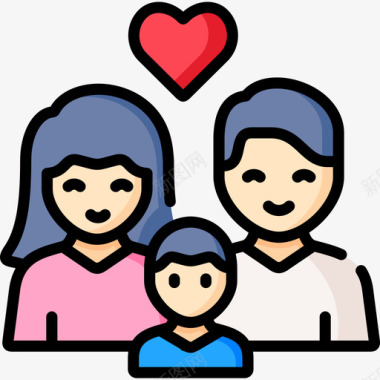 家庭人际关系和情感25线性颜色图标