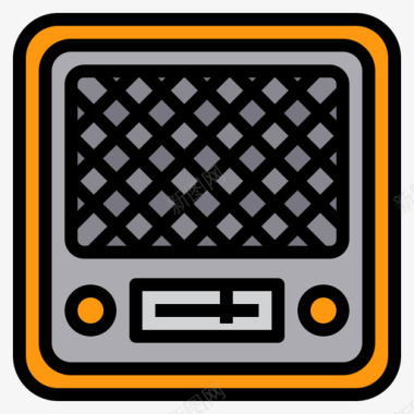 收音机复古装置3线性颜色图标