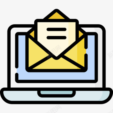 电子邮件计算机功能2线性颜色图标