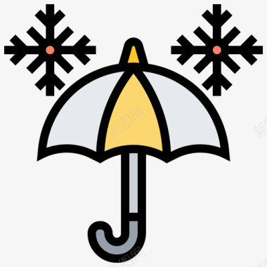 雨伞冬季146线型颜色图标