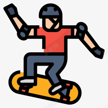 滑板极限运动4线性颜色图标