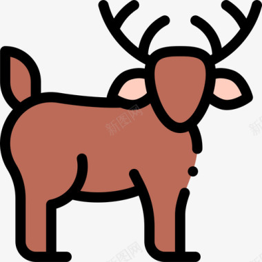 鹿动物和自然公园1线性颜色图标