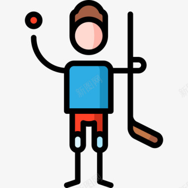 曲棍球运动员活跃的生活方式43线性颜色图标