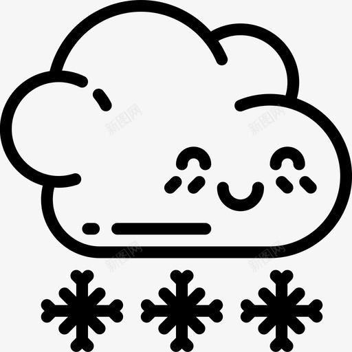 雪可爱的天气2直线型svg_新图网 https://ixintu.com 可爱 爱的 天气 直线 线型