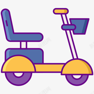 踏板车残疾10线性颜色图标