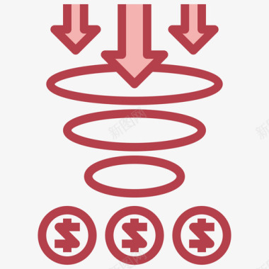 漏斗商业和营销4红色图标