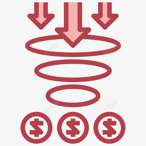 漏斗商业和营销4红色svg_新图网 https://ixintu.com 漏斗 商业 营销 红色