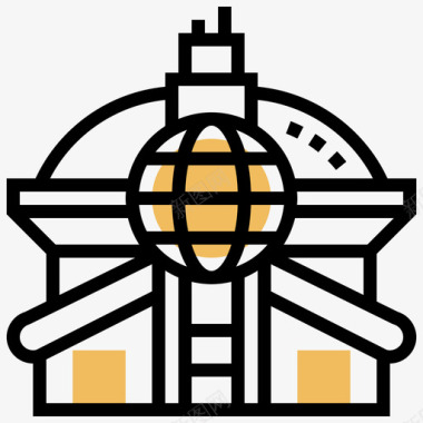 建筑建筑80黄色阴影图标