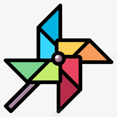 风玩具45线性颜色图标