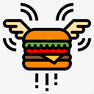 汉堡食品配送83线性颜色图标