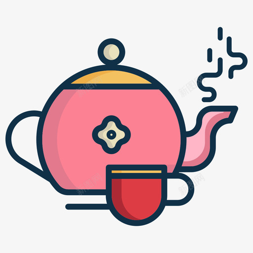 茶壶中式8线形颜色svg_新图网 https://ixintu.com 茶壶 中式 线形 颜色