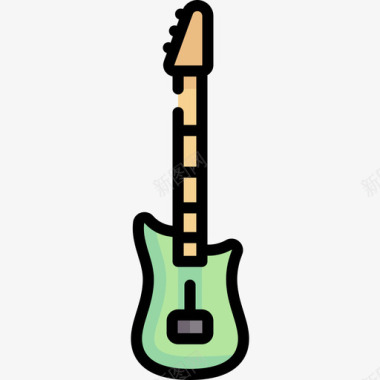 吉他青少年5岁线性颜色图标