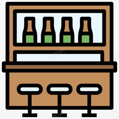 酒吧啤酒厂6线性颜色图标