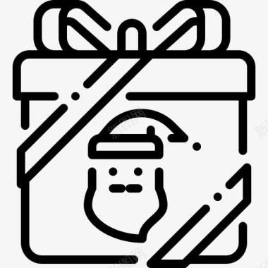 礼品盒圣诞老人2直线型图标