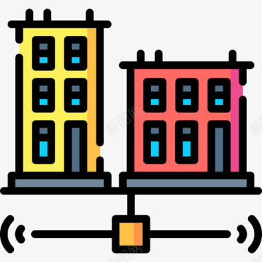 城市智慧城市49线性颜色图标